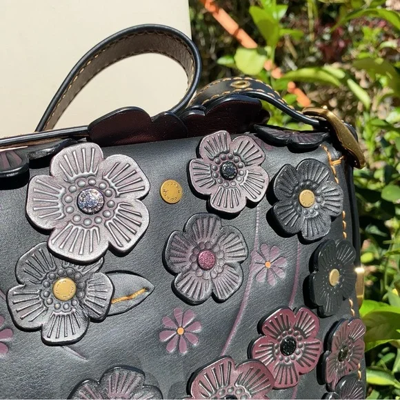 Coach Black and Purple Floral Crossbody Bag - Picture 7 of 15